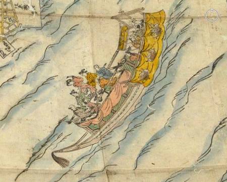 bateau sur la carte d’Edo en 1680