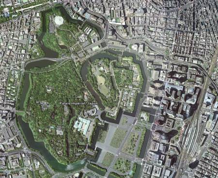 Photo satellite du palais impérial dans la ville de Toky actuelle.