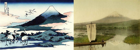 mont fuji par Hokusai et en photo