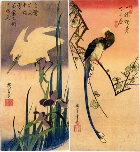 estampes d’oiseaux par Hiroshige