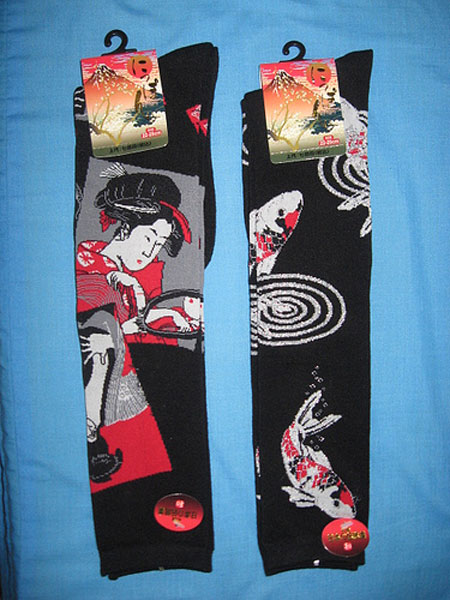 chaussettes aux motifs japonais